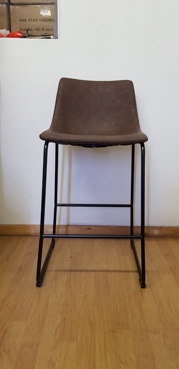 Vintage Sleigh Kitchen Stool 66cm Brown Mad chair Company