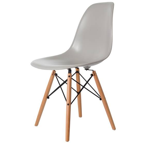 replica del eames eiffel wood leg Light grey plastic mad chair company