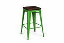 GREEN tolix kitchen height stool with wooden seat. MAD CHAIR COMANY