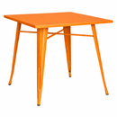 ORANGE tolix table with a square top  mad chair company