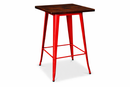 RED tolix Bar table with wooden top. Mad chair company
