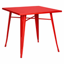 RED tolix table with a square top  mad chair company
