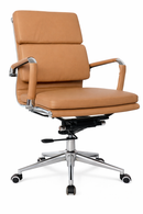 Replica Eames Mid Back Padded  brown Office Chair - PU Mad Chair 