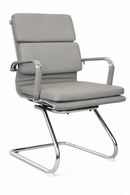 Replica Eames Padded Visitor Chair - grey PU Sleigh Base Mad Chair Company