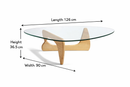 Replica Noguchi Coffee Table Natural wood glass top emma Mad chair company solid ash leg tempered glass top dimensions