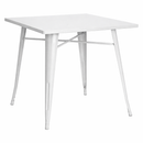 WHITE tolix table with a square top  mad chair company