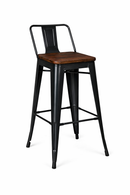 black tolix kitchen stool with wood seat low backrest. MAD CHAIR COMPANY