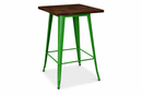green tolix Bar table with wooden top. Mad chair company