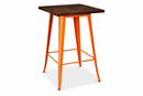 orange tolix Bar table with wooden top. Mad chair company