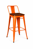 orange tolix barstool with low backrest WOOD SEAT. MAD CHAIR COMPANY