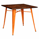 orange tolix table with wooden  square TOP MAD CHAIR COMPANY