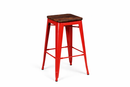 red tolix kitchen height stool with wooden seat. MAD CHAIR COMANY