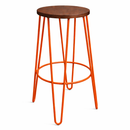 replica hairpin metal  bar stool wood seat orange mad chair company 
