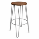 replica hairpin metal  kitchen stool wood seat silver galvanized mad chair company 