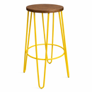 replica hairpin metal  kitchen stool wood seat yellow mad chair company 