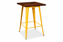 yellow tolix Bar table with wooden top. Mad chair company