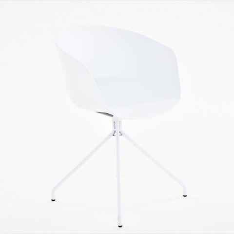 replica hay Metal leg chair White plastic seat mad chair company 
