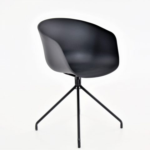 replica hay Metal leg chair black plastic seat mad chair company 