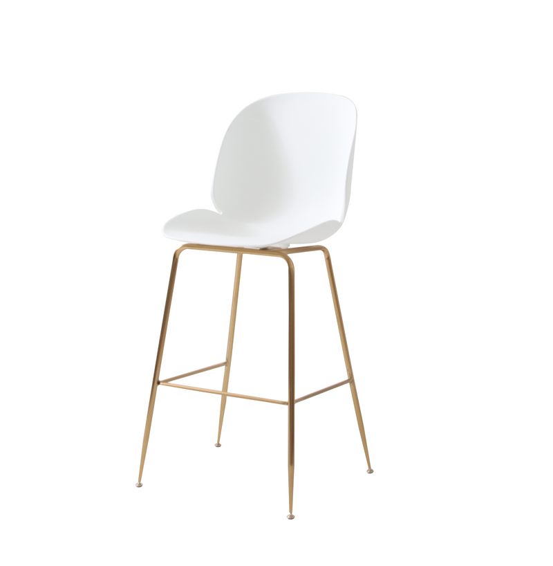 Replica Beetle Barstool - White seat 76cm Gold Leg Mad chair company