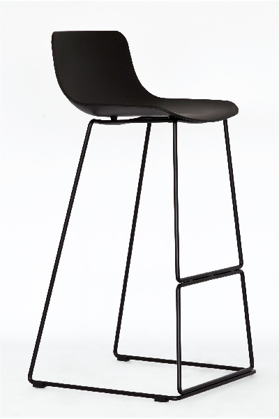 sleigh metal  bar stool black plastic mad chair company