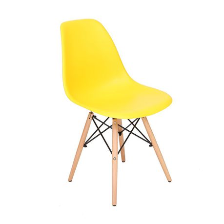 replica del eames eiffel wood leg Yellow plastic mad chair company
