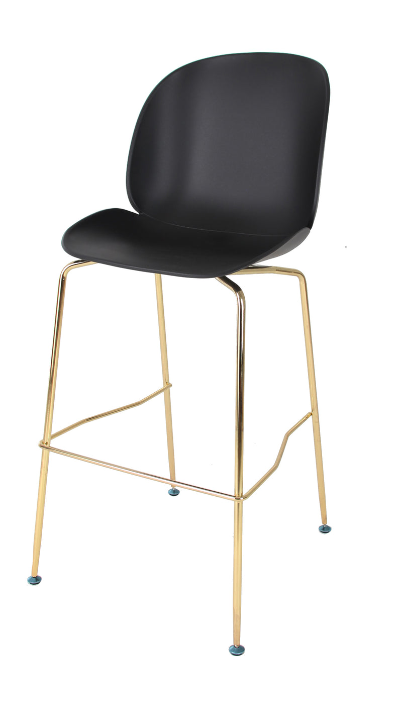 Replica Beetle Barstool - black seat 66cm Gold Leg Mad chair company