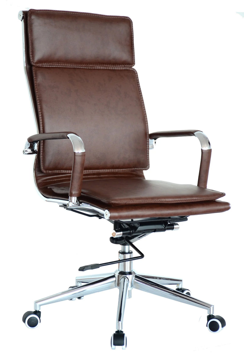 Flat Cushion High Back - PU Brown Mad Chair Company