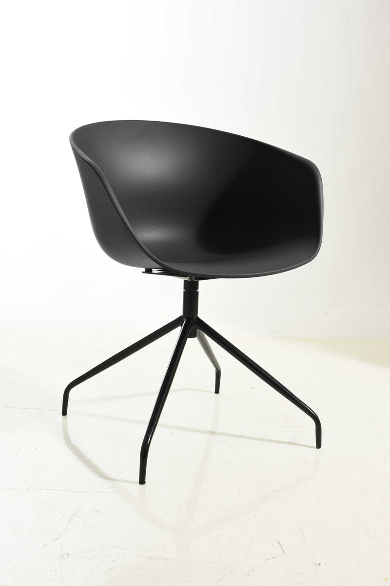 replica hay Metal leg chair black plastic seat mad chair company 