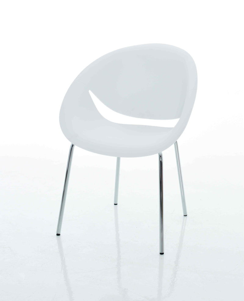 replica smiley chair chrome legs/white plastic mad chair company 