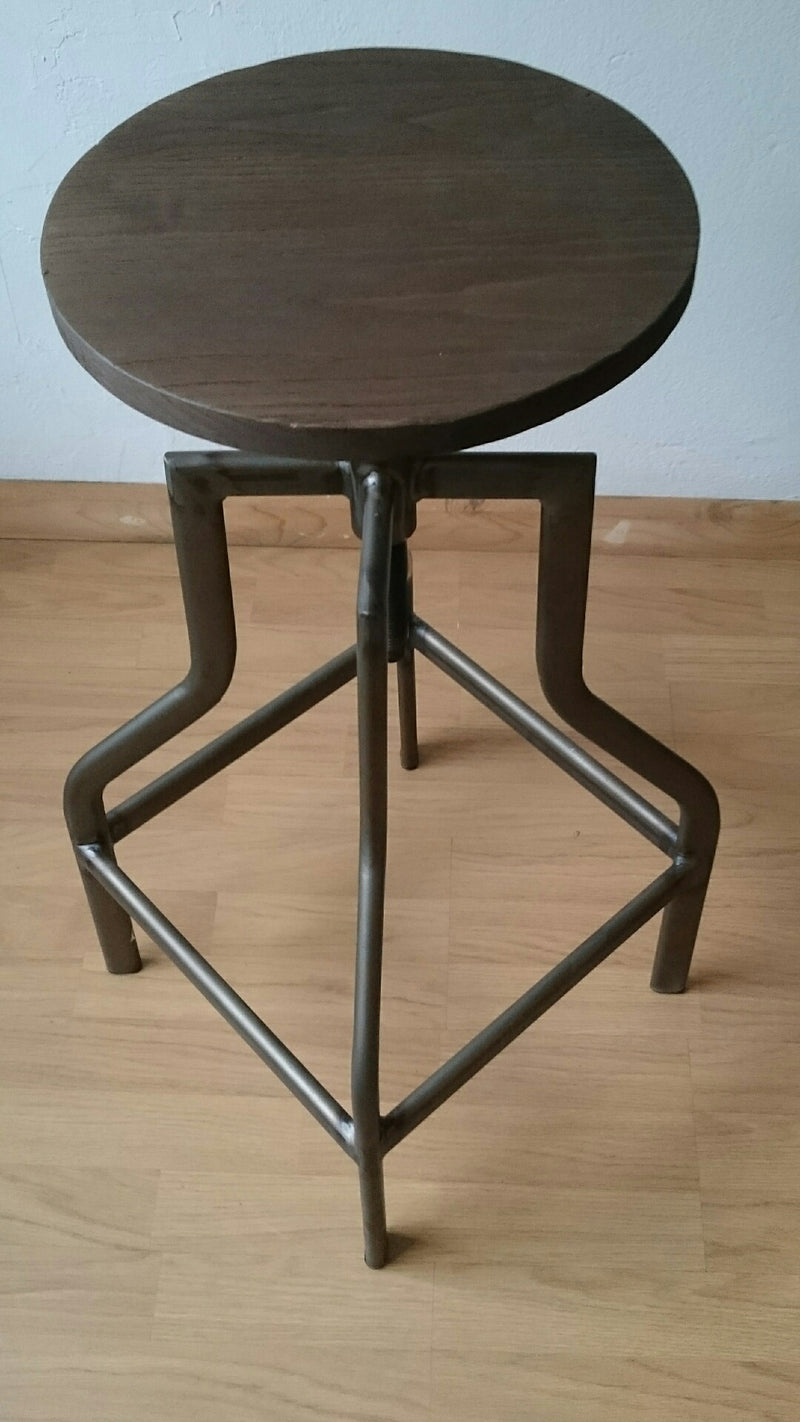 replica detroit adjustable metal stool wood seat rustic mad chair company 