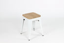Replica Tolix Low Stool with Wood Seat White gloss Mad Chair Company