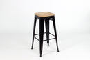 replica metal tolix Kitchen stool wood seat black mad chair company 