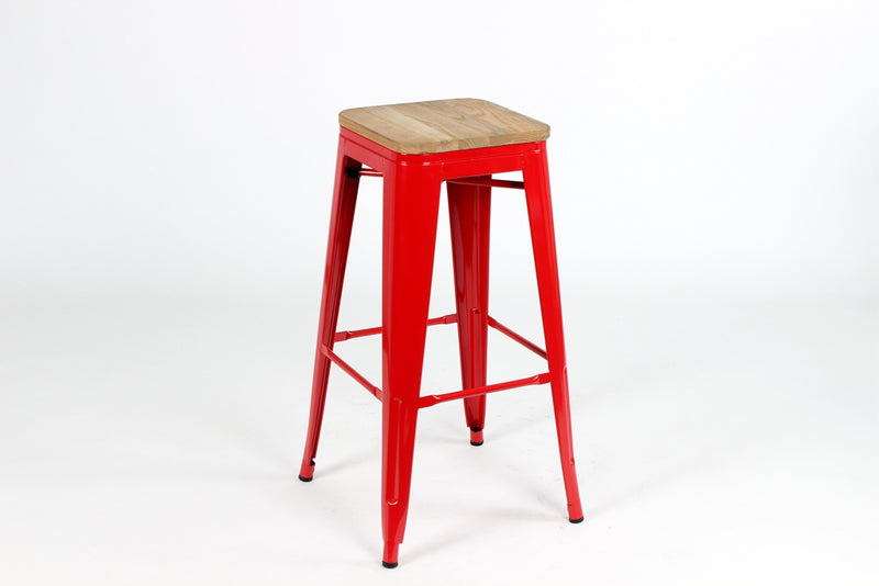 replica metal tolix bar stool wood seat red mad chair company 