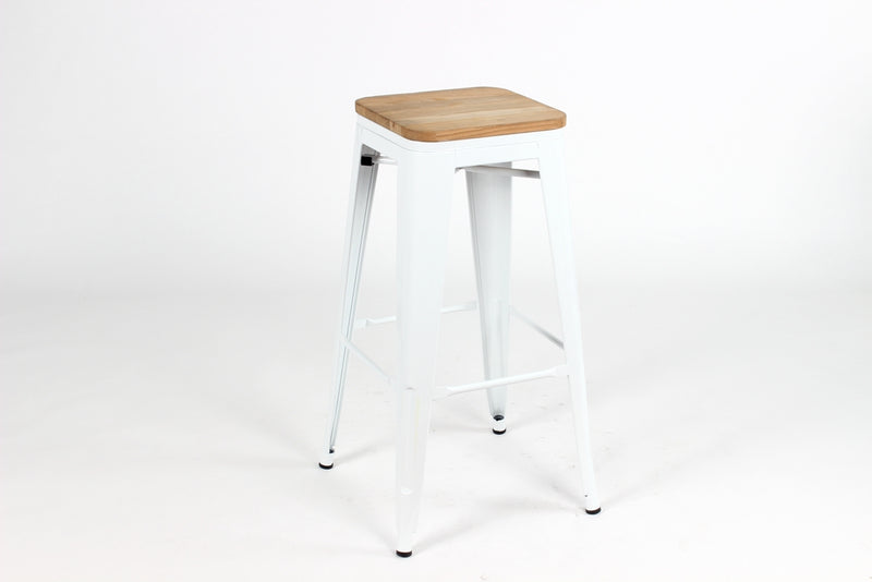  replica metal tolix Kitchen stool wood seat white mad chair company