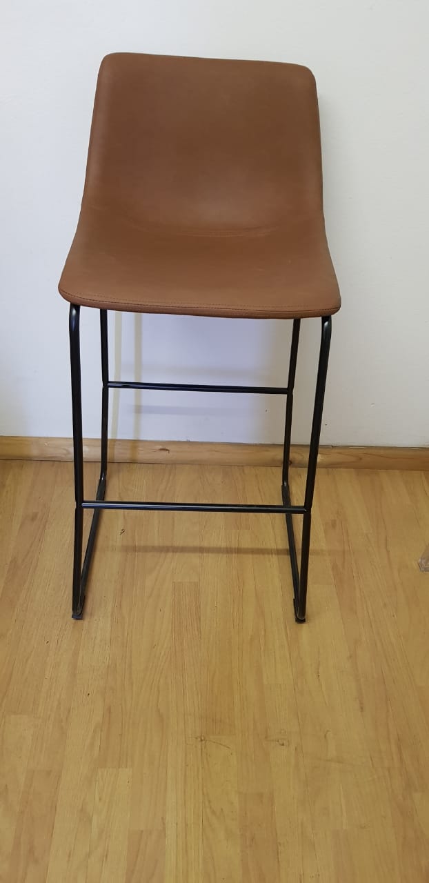 Vintage Sleigh Kitchen Stool 66cm Brown Mad chair Company