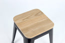 Replica Tolix Low Stool with Wood Seat Black gloss Mad Chair Company