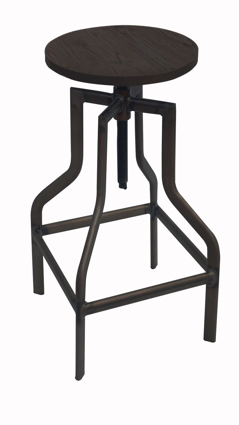 replica detroit adjustable metal stool wood seat galvanised mad chair company 