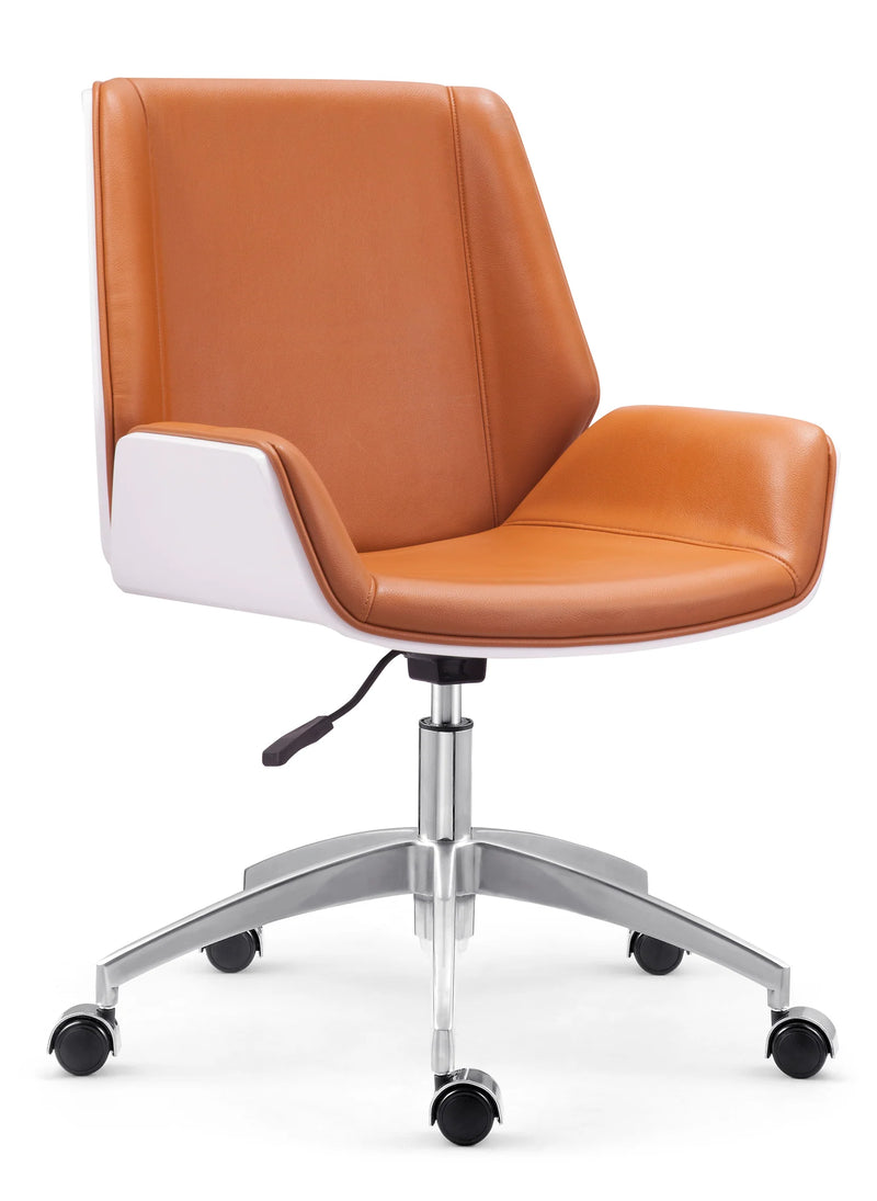  Nouvelle II Camel Seat And Back Rest White Wooden Frame Office Chair Mad Chair Company