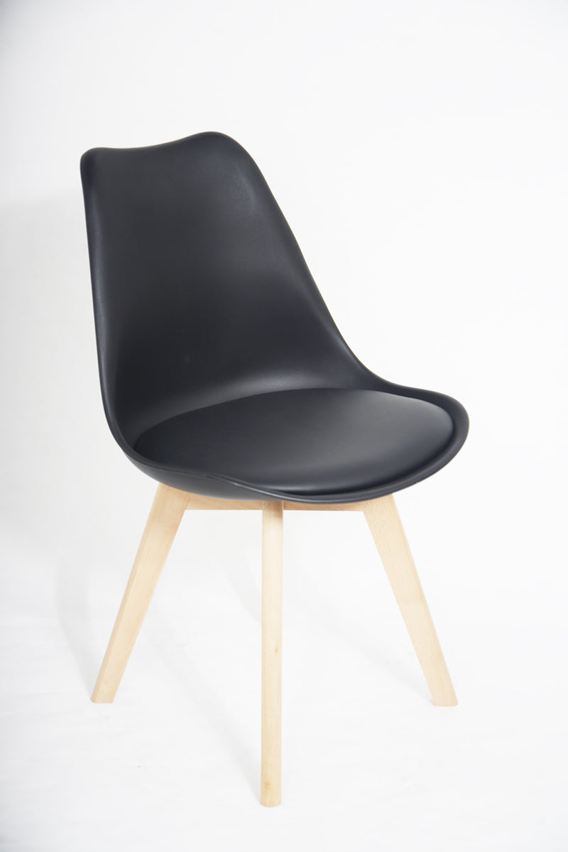 replica eames dsw wood leg padded seat plastic Black mad chair company 