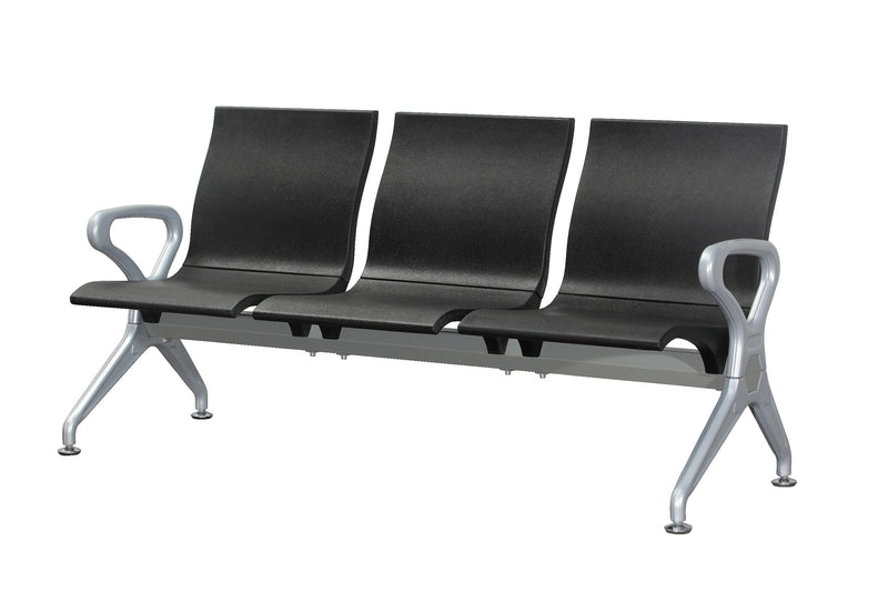 Public Seating Polyurethane 3 Seater Black Silver Mad Chair Company