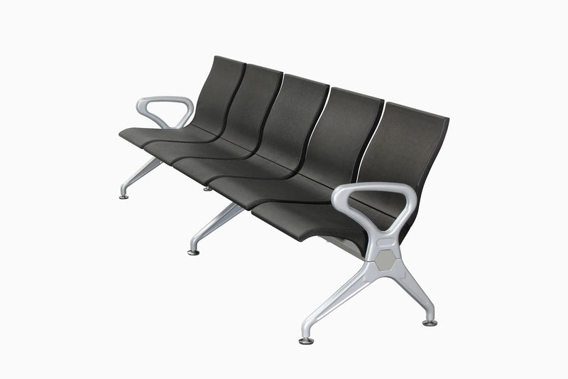 Public Seating Polyurethane 5 Seater Black Silver Mad Chair Company