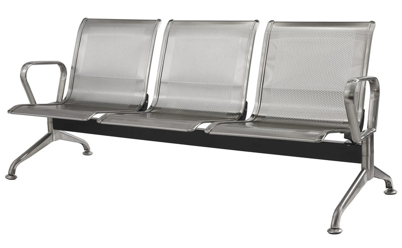 Public Seating Stainless Steel 3 Seater Silver Mad Chair Company