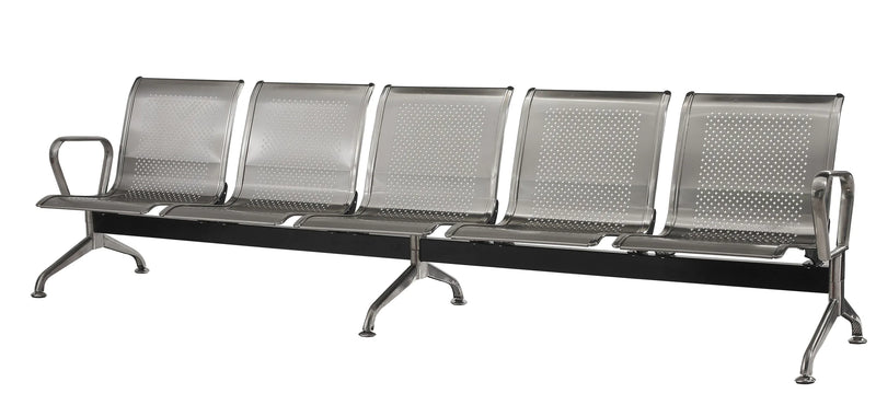 Public Seating Stainless Steel 5 Seater Silver Mad Chair Company