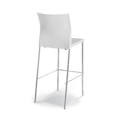 regis bar stool chrome leg white plastic seat mad chair company