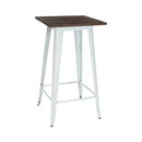 Tolix Bar Table White Dark Wood Top Mad Chair Company