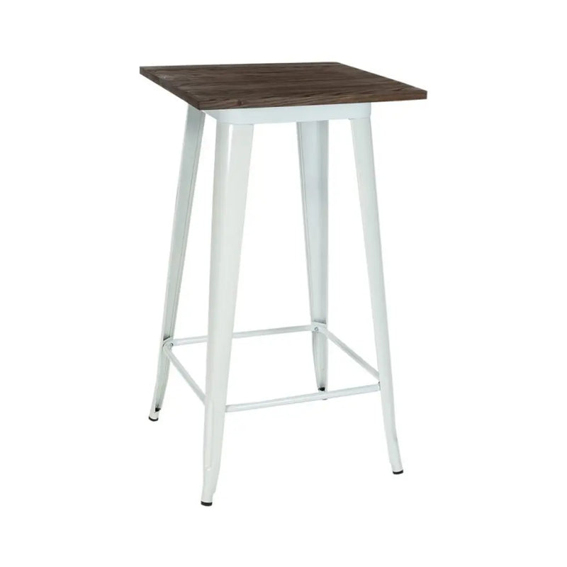 Tolix Bar Table White Dark Wood Top Mad Chair Company