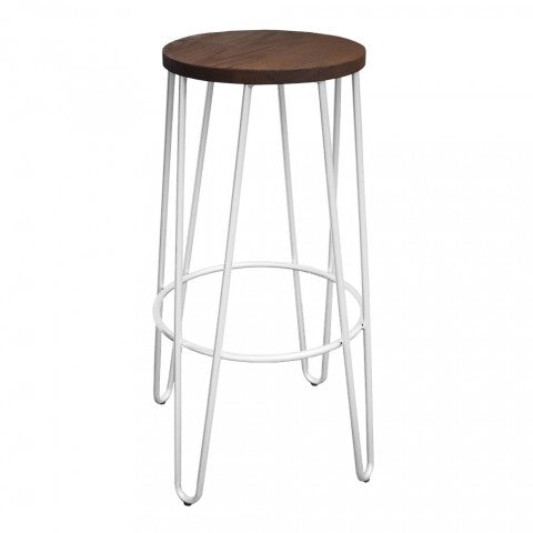 replica hairpin metal  bar stool wood seat white mad chair company 