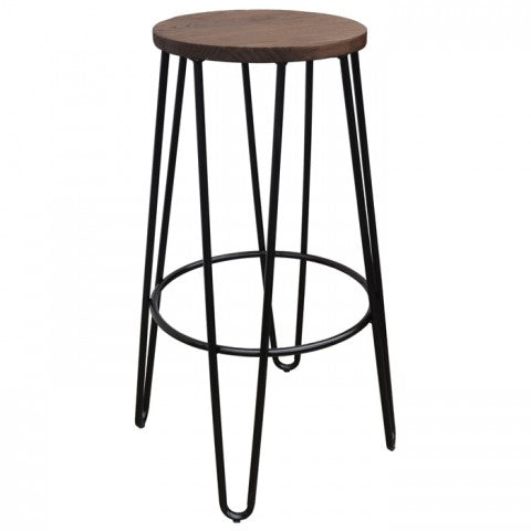 replica hairpin metal bar stool wood seat black mad chair company 