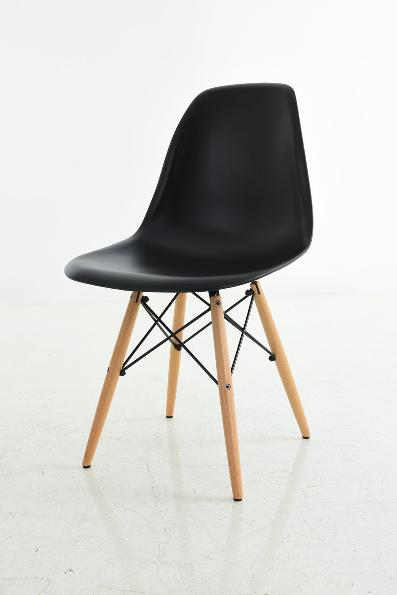 replica del eames eiffel wood leg Black plastic mad chair company