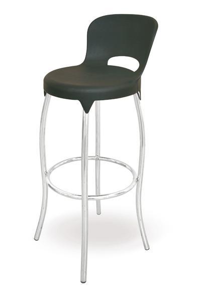 Asteroid Barstool chrome leg black plastic seat mad chair company